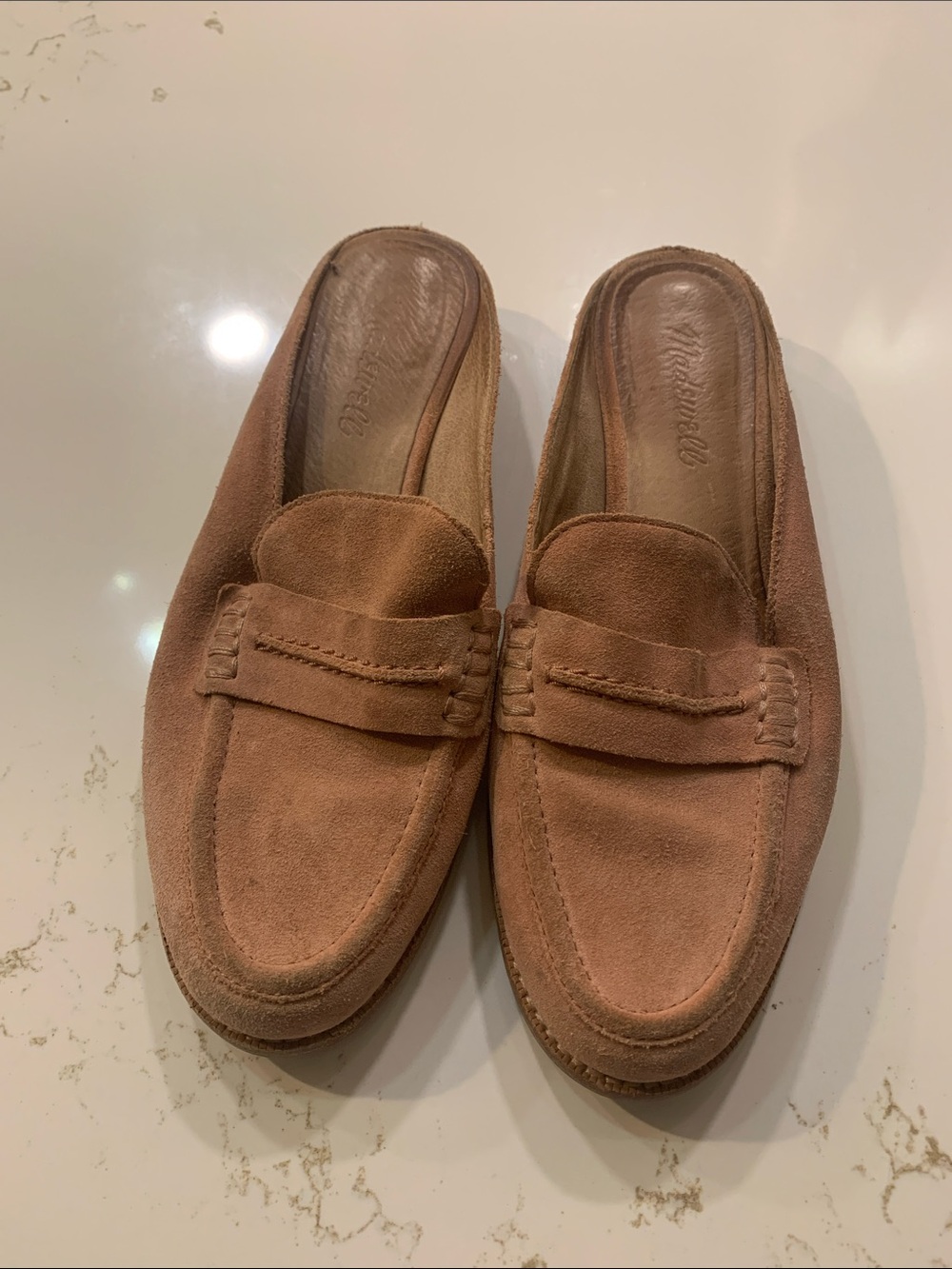Madewell Dusty Tan Suede Penny Loafer Mules